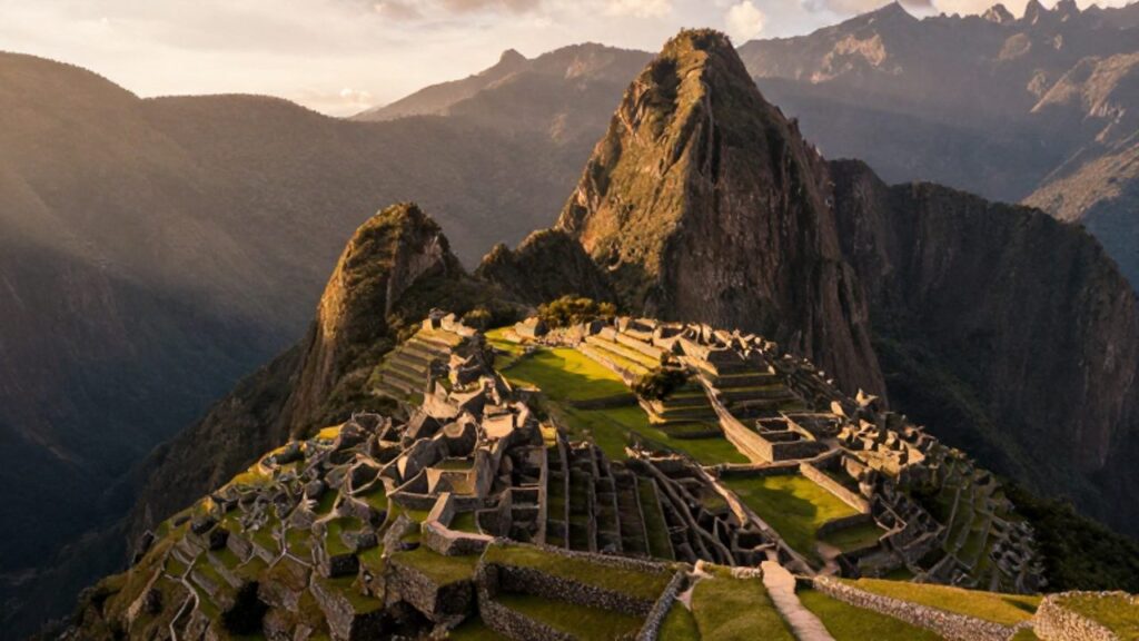 Cuatro caminos que representan los suyos convergen en la ciudad de Cusco, situada en el centro de un vasto paisaje andino con diversos relieves.
